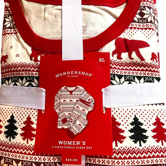 Women's XL Sleep Lounge Set Winter Red White Green NWT - Picture 2 of 5